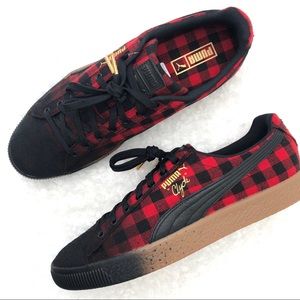 puma clyde red buffalo plaid